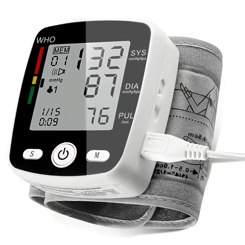 Blood Pressure Monitor,  Rechargable Blood Pressure Machine Wrist with Voice Broadcast and 180 Memory for Dual User