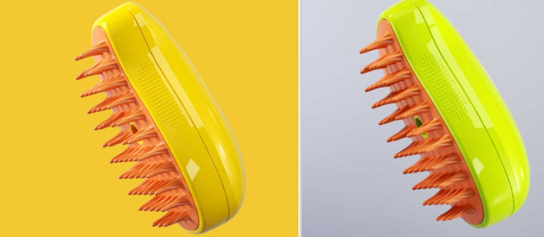 Electric pet comb with steam spray function in orange and yellow