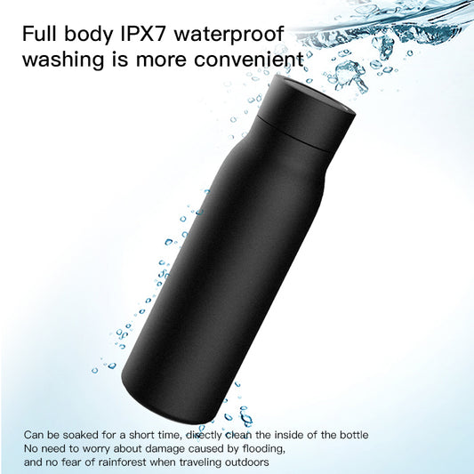 Smart water bottle with temperature indication and alarm to drink water and keep tracks of water intake