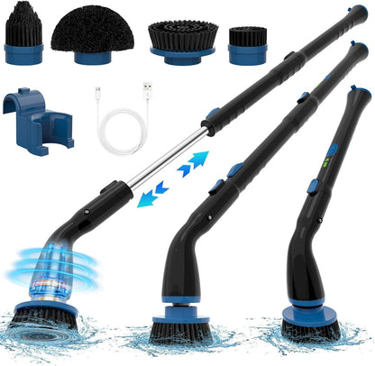 PowerClean Cordless Spin Scrubber: 4-in-1 Adjustable Cleaning Brush for Home