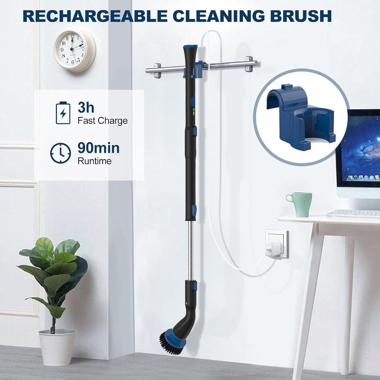 PowerClean Cordless Spin Scrubber: 4-in-1 Adjustable Cleaning Brush for Home