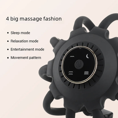 Picture showing 4 modes of the black electric scalp massage device