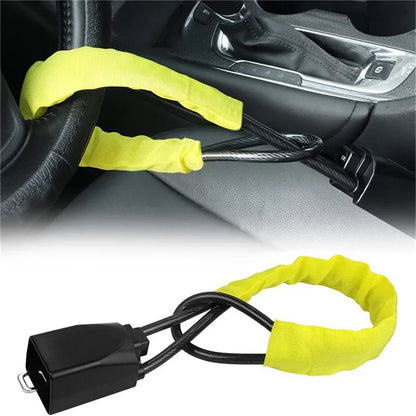 Ultimate Anti-Theft Retractable Steering Wheel and Seat Lock with 2 Keys