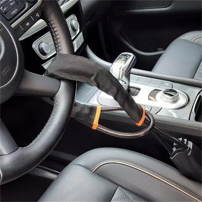 Ultimate Anti-Theft Retractable Steering Wheel and Seat Lock with 2 Keys