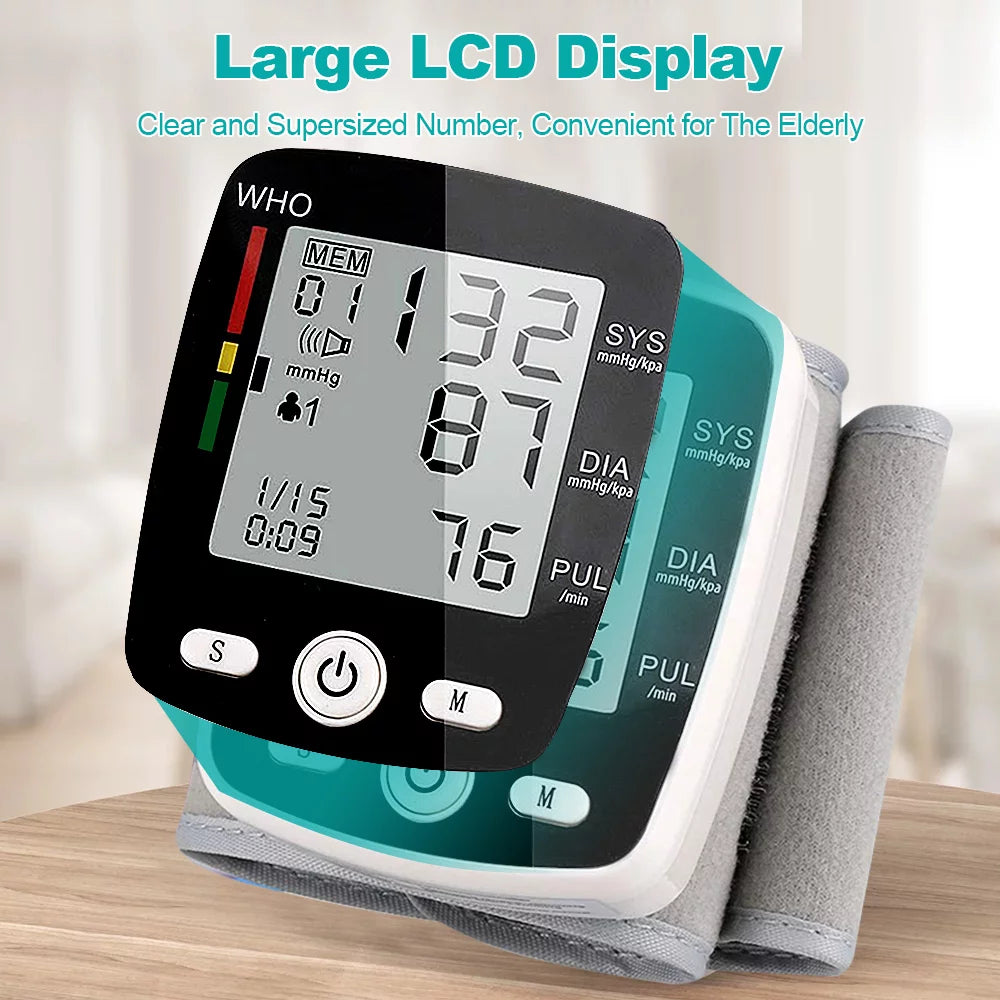 Blood Pressure Monitor,  Rechargable Blood Pressure Machine Wrist with Voice Broadcast and 180 Memory for Dual User