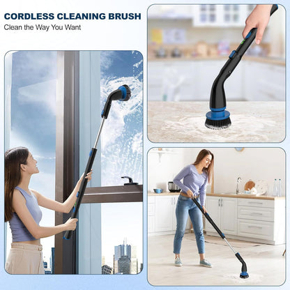 PowerClean Cordless Spin Scrubber: 4-in-1 Adjustable Cleaning Brush for Home